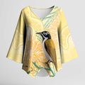 Australia Grevillea And Honeyeaters Kimono Sleeve Blouse Aboriginal Art - Watercolor Style - Aussie Hoodie