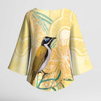 Australia Grevillea And Honeyeaters Kimono Sleeve Blouse Aboriginal Art - Watercolor Style - Aussie Hoodie