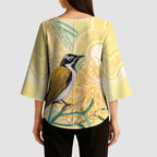 Australia Grevillea And Honeyeaters Kimono Sleeve Blouse Aboriginal Art - Watercolor Style - Aussie Hoodie