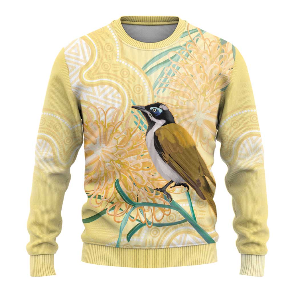 Australia Grevillea And Honeyeaters Ugly Christmas Sweater Aboriginal Art - Watercolor Style
