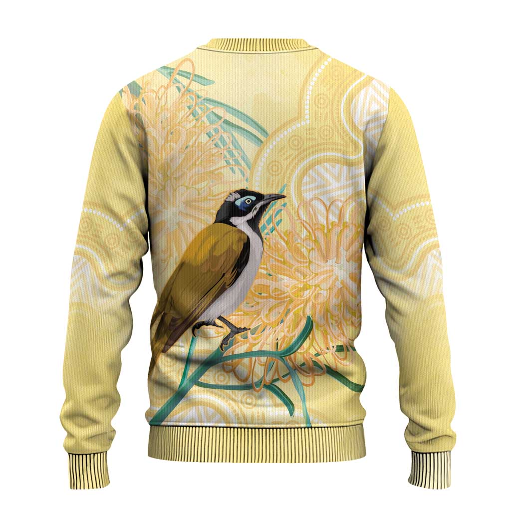 Australia Grevillea And Honeyeaters Ugly Christmas Sweater Aboriginal Art - Watercolor Style