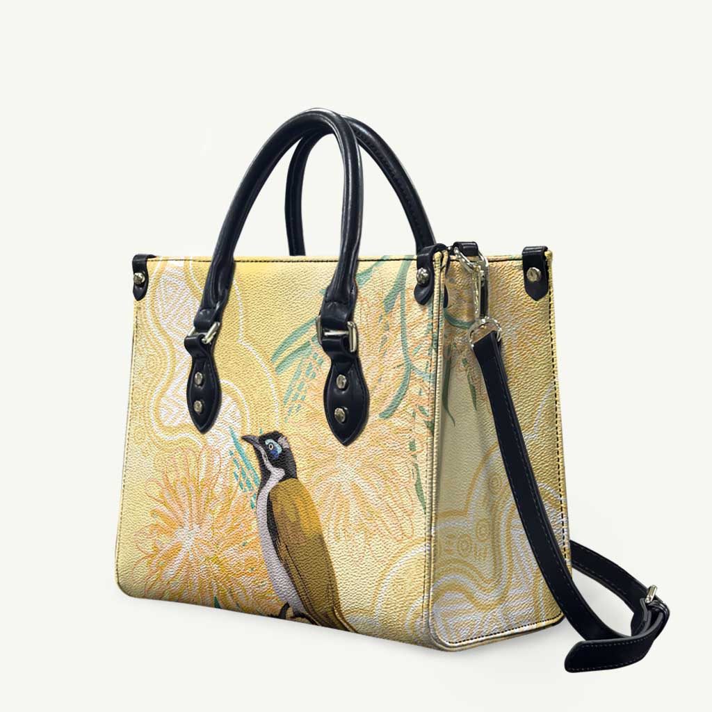 Australia Grevillea And Honeyeaters Leather Bag Aboriginal Art - Watercolor Style - Aussie Hoodie
