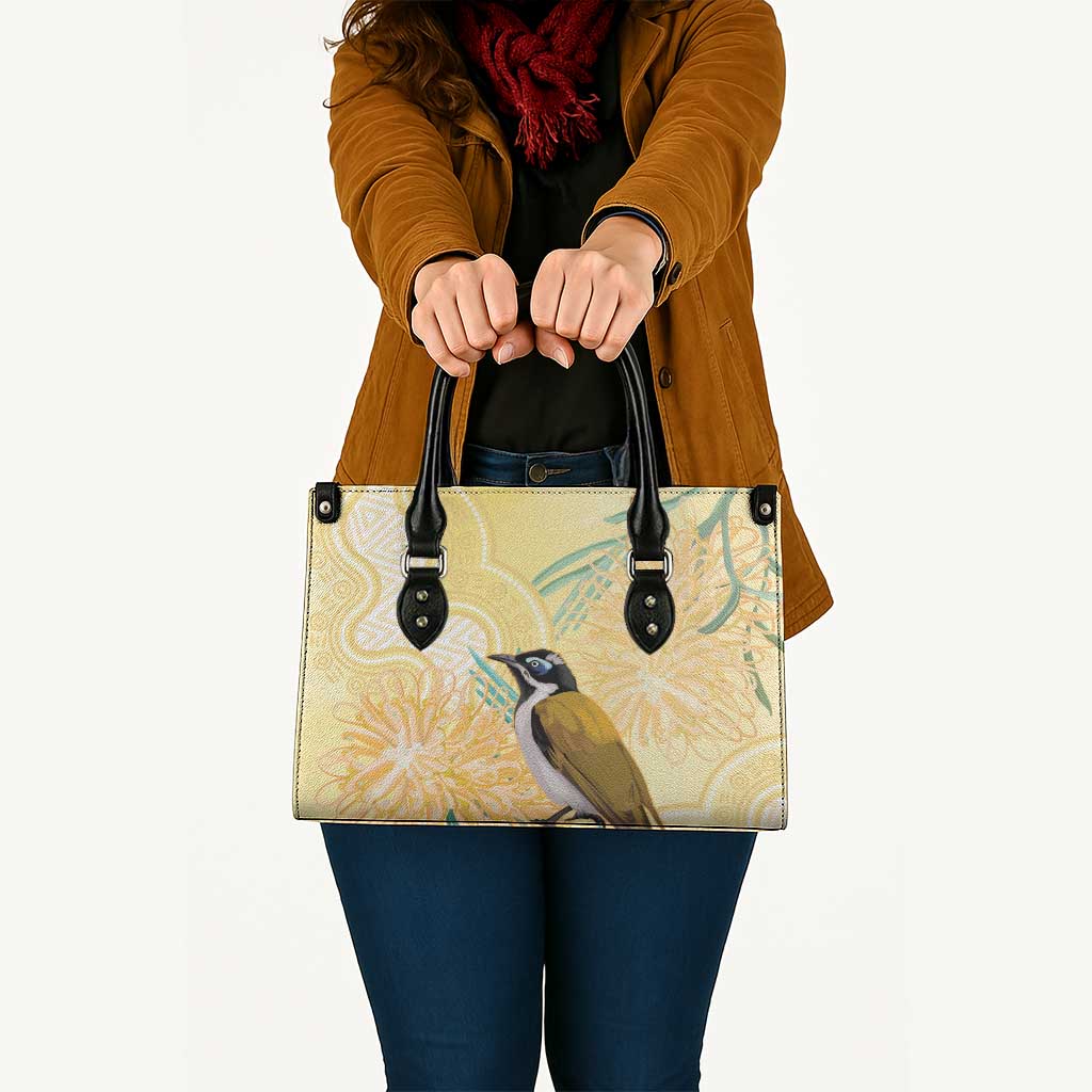 Australia Grevillea And Honeyeaters Leather Bag Aboriginal Art - Watercolor Style - Aussie Hoodie