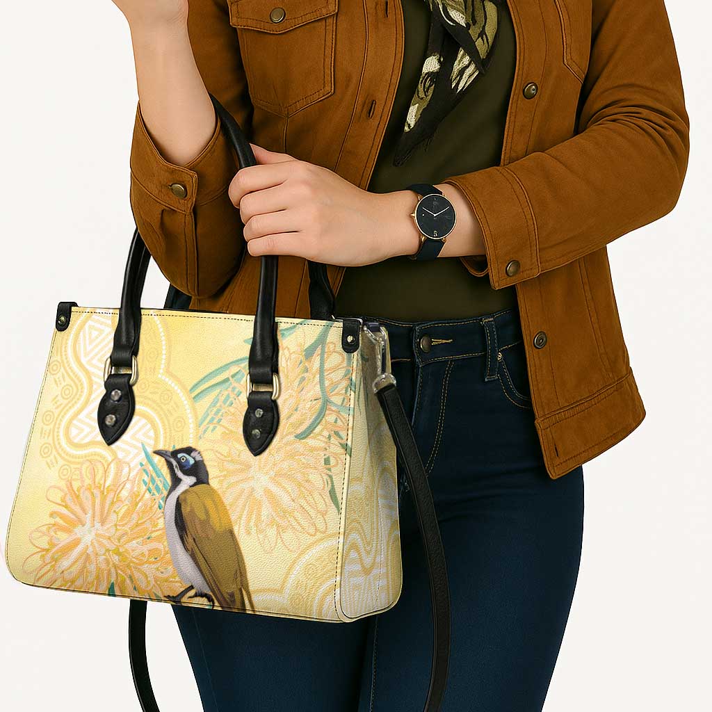 Australia Grevillea And Honeyeaters Leather Bag Aboriginal Art - Watercolor Style - Aussie Hoodie