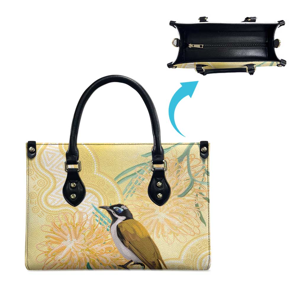 Australia Grevillea And Honeyeaters Leather Bag Aboriginal Art - Watercolor Style - Aussie Hoodie