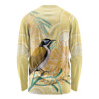 Australia Grevillea And Honeyeaters Long Sleeve Shirt Aboriginal Art - Watercolor Style