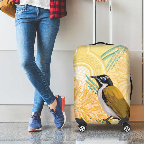 Australia Grevillea And Honeyeaters Luggage Cover Aboriginal Art - Watercolor Style