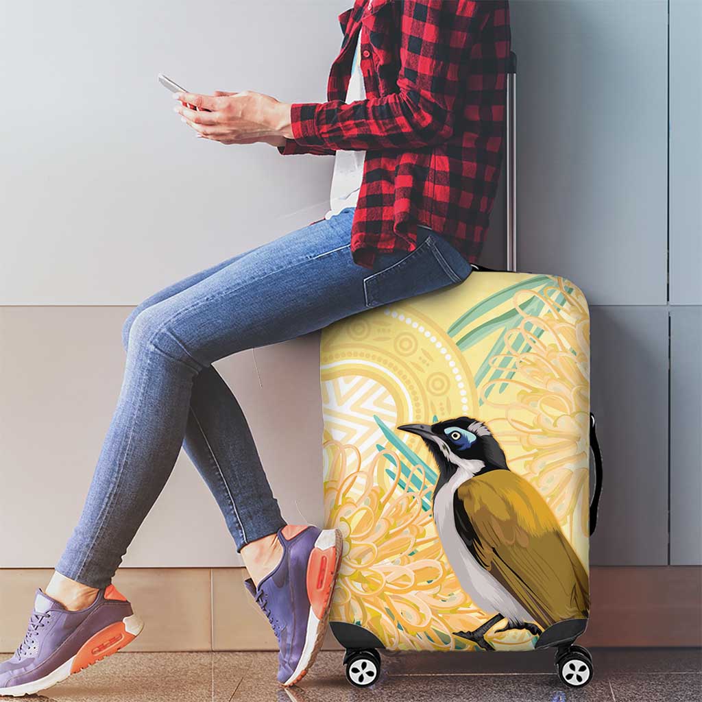 Australia Grevillea And Honeyeaters Luggage Cover Aboriginal Art - Watercolor Style