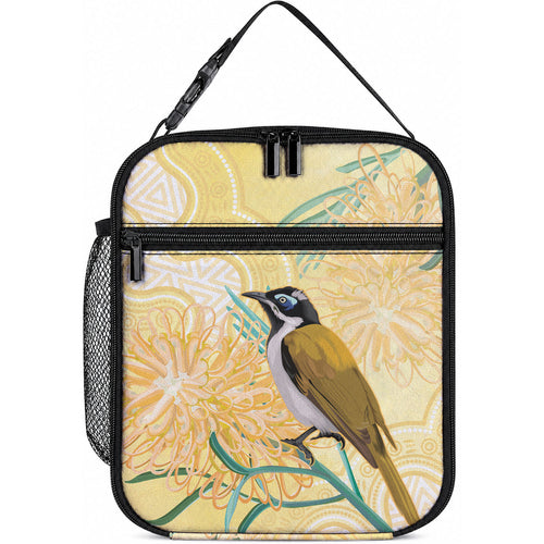 Australia Grevillea And Honeyeaters Lunch Bag Aboriginal Art - Watercolor Style