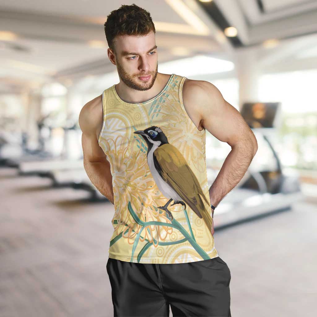 Australia Grevillea And Honeyeaters Men Tank Top Aboriginal Art - Watercolor Style