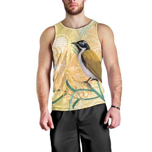 Australia Grevillea And Honeyeaters Men Tank Top Aboriginal Art - Watercolor Style