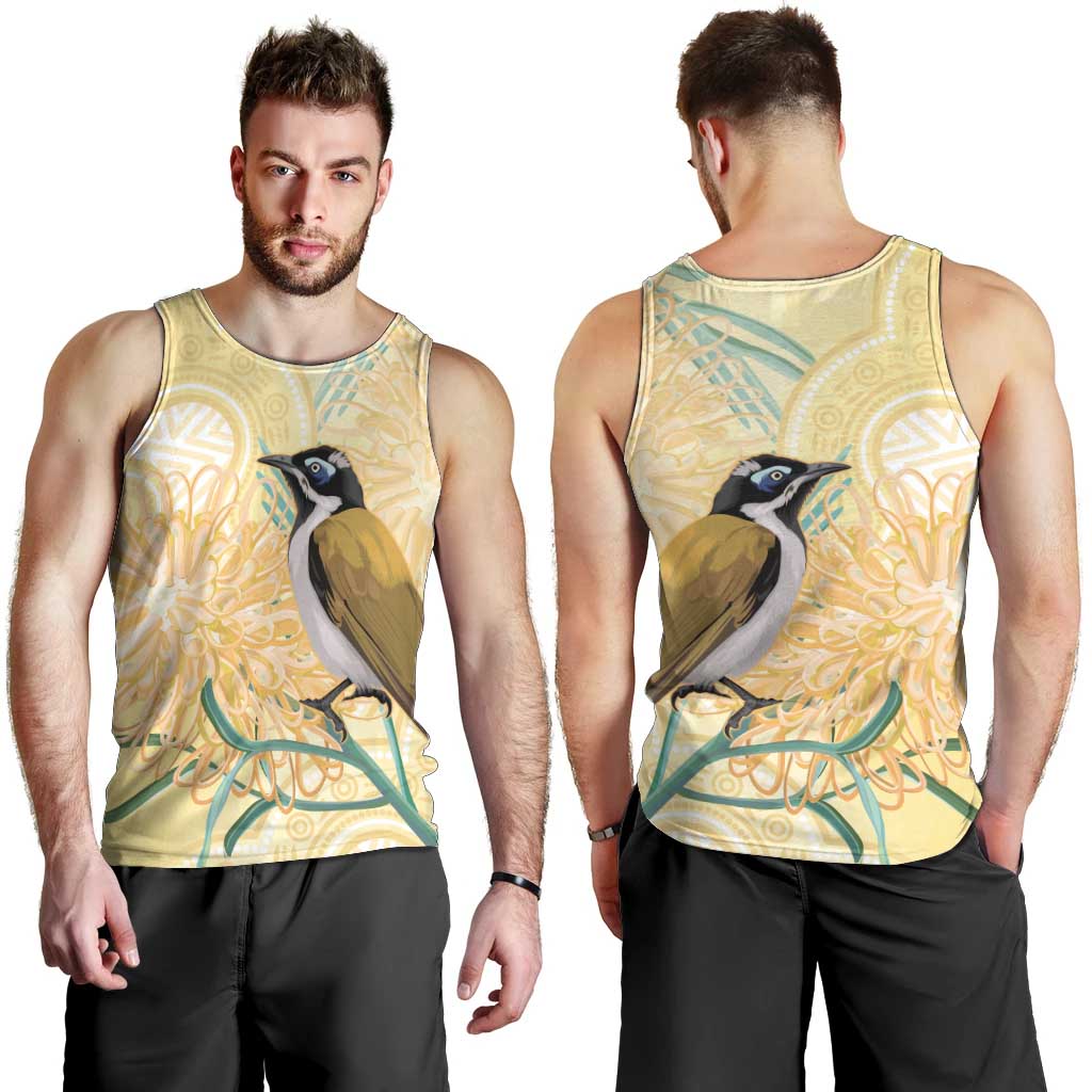Australia Grevillea And Honeyeaters Men Tank Top Aboriginal Art - Watercolor Style