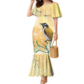 Australia Grevillea And Honeyeaters Mermaid Dress Aboriginal Art - Watercolor Style