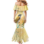 Australia Grevillea And Honeyeaters Mermaid Dress Aboriginal Art - Watercolor Style