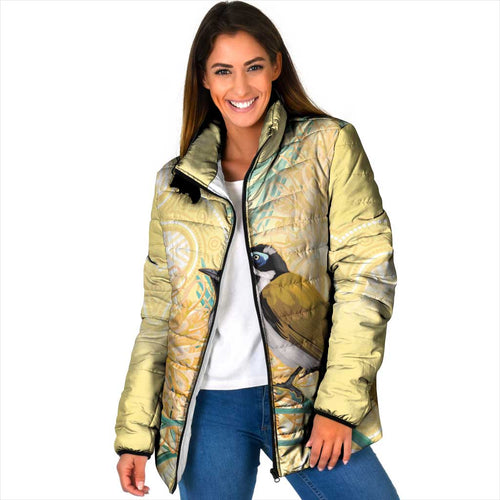 Australia Grevillea And Honeyeaters Padded Jacket Aboriginal Art - Watercolor Style - Aussie Hoodie