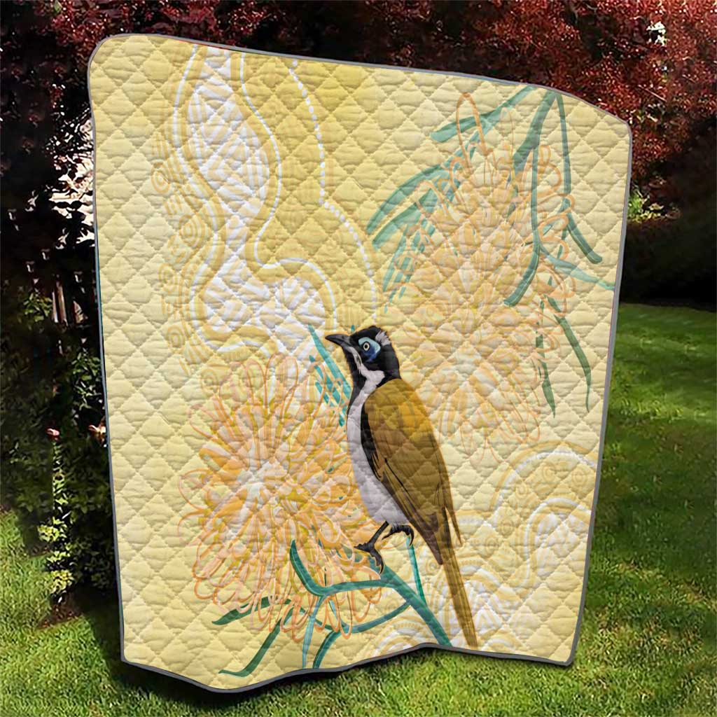 Australia Grevillea And Honeyeaters Quilt Aboriginal Art - Watercolor Style