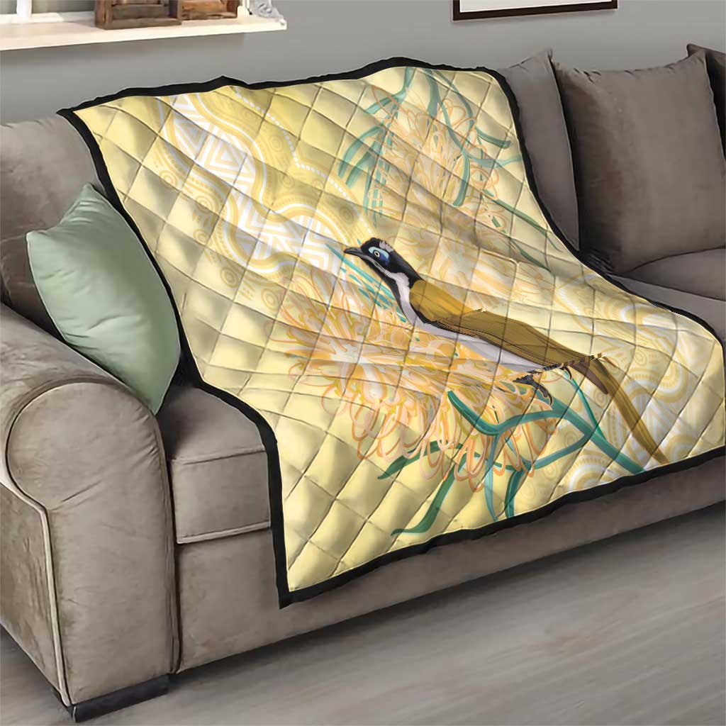 Australia Grevillea And Honeyeaters Quilt Aboriginal Art - Watercolor Style
