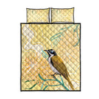 Australia Grevillea And Honeyeaters Quilt Bed Set Aboriginal Art - Watercolor Style