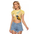 Australia Grevillea And Honeyeaters Raglan Cropped T Shirt Aboriginal Art - Watercolor Style