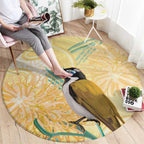 Australia Grevillea And Honeyeaters Round Carpet Aboriginal Art - Watercolor Style