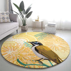Australia Grevillea And Honeyeaters Round Carpet Aboriginal Art - Watercolor Style