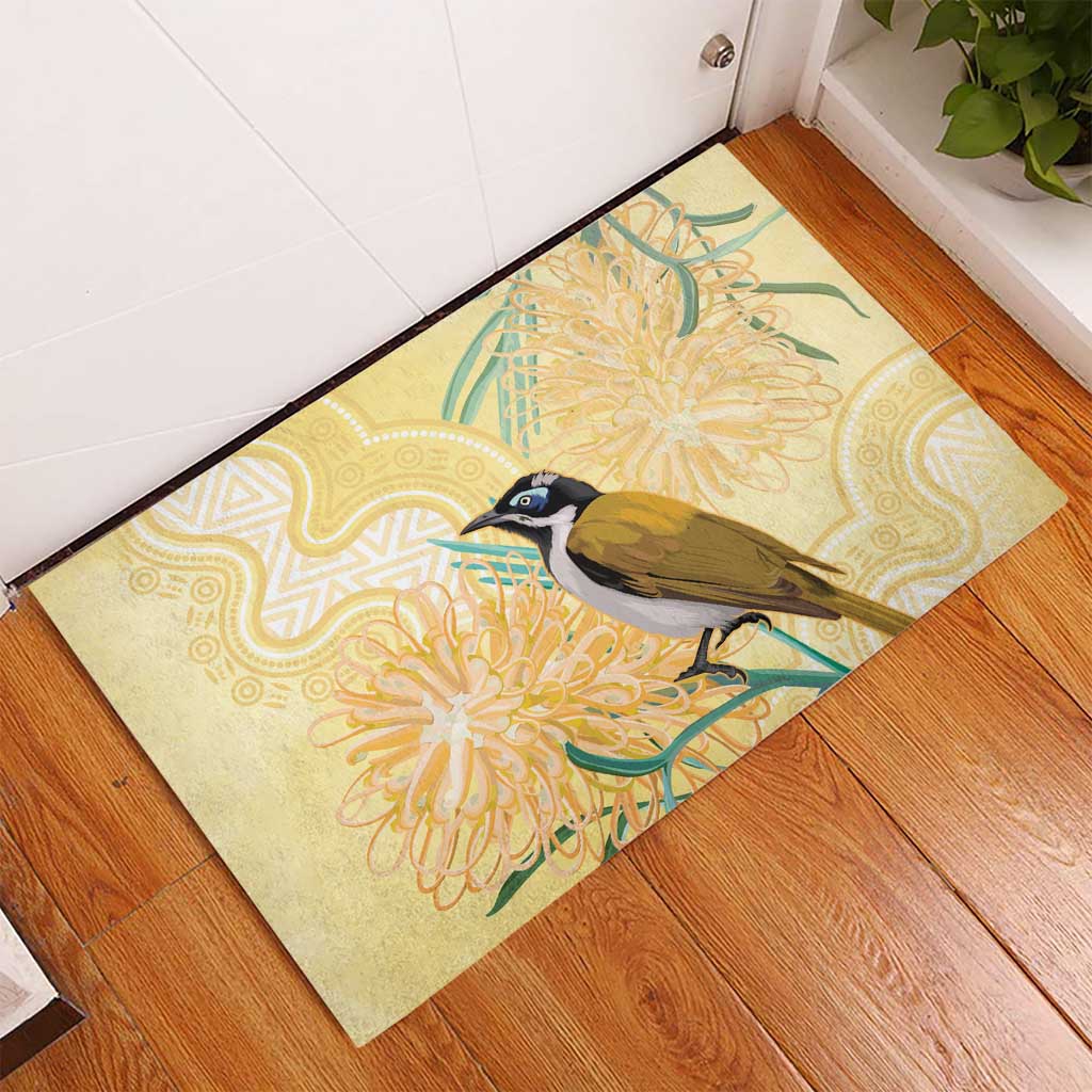 Australia Grevillea And Honeyeaters Rubber Doormat Aboriginal Art - Watercolor Style