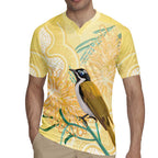 Australia Grevillea And Honeyeaters Rugby Jersey Aboriginal Art - Watercolor Style