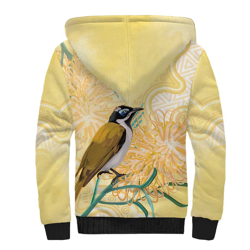 Australia Grevillea And Honeyeaters Sherpa Hoodie Aboriginal Art - Watercolor Style
