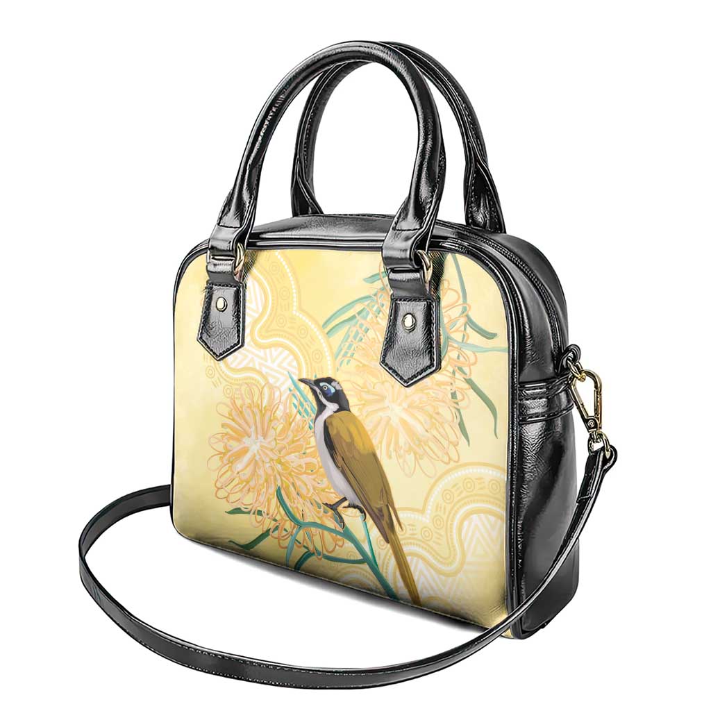 Australia Grevillea And Honeyeaters Shoulder Handbag Aboriginal Art - Watercolor Style