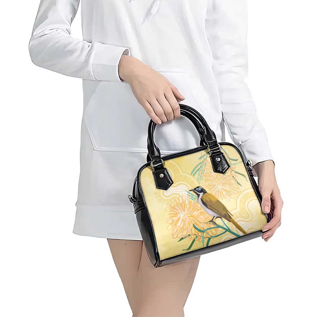 Australia Grevillea And Honeyeaters Shoulder Handbag Aboriginal Art - Watercolor Style