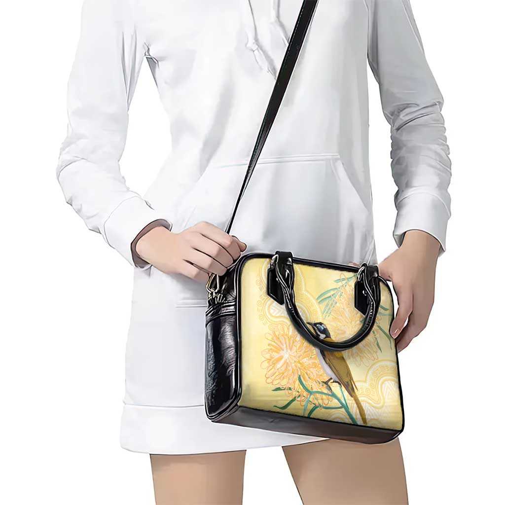 Australia Grevillea And Honeyeaters Shoulder Handbag Aboriginal Art - Watercolor Style