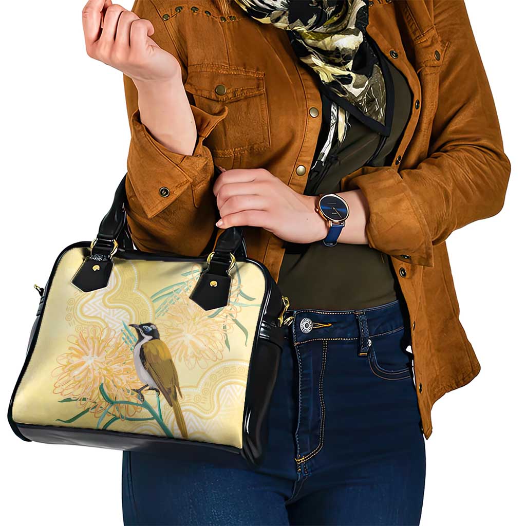 Australia Grevillea And Honeyeaters Shoulder Handbag Aboriginal Art - Watercolor Style