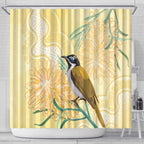 Australia Grevillea And Honeyeaters Shower Curtain Aboriginal Art - Watercolor Style