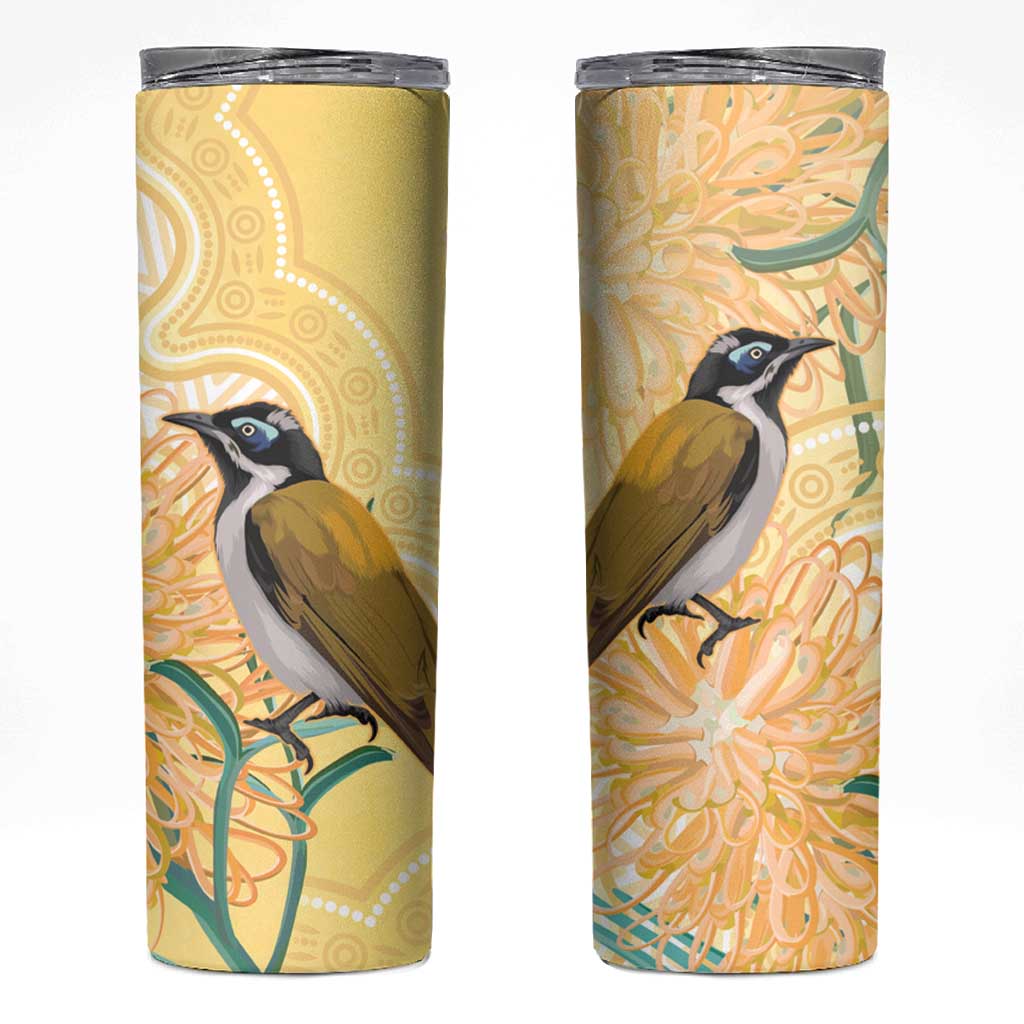 Australia Grevillea And Honeyeaters Skinny Tumbler Aboriginal Art - Watercolor Style