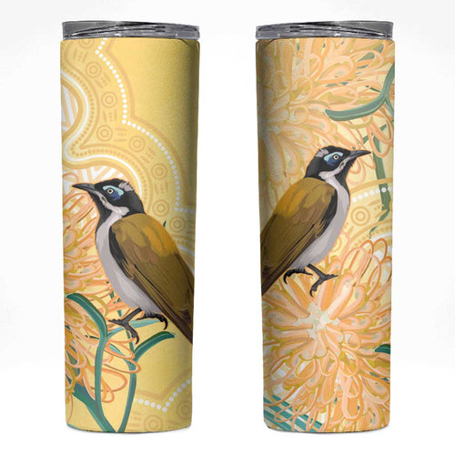 Australia Grevillea And Honeyeaters Skinny Tumbler Aboriginal Art - Watercolor Style