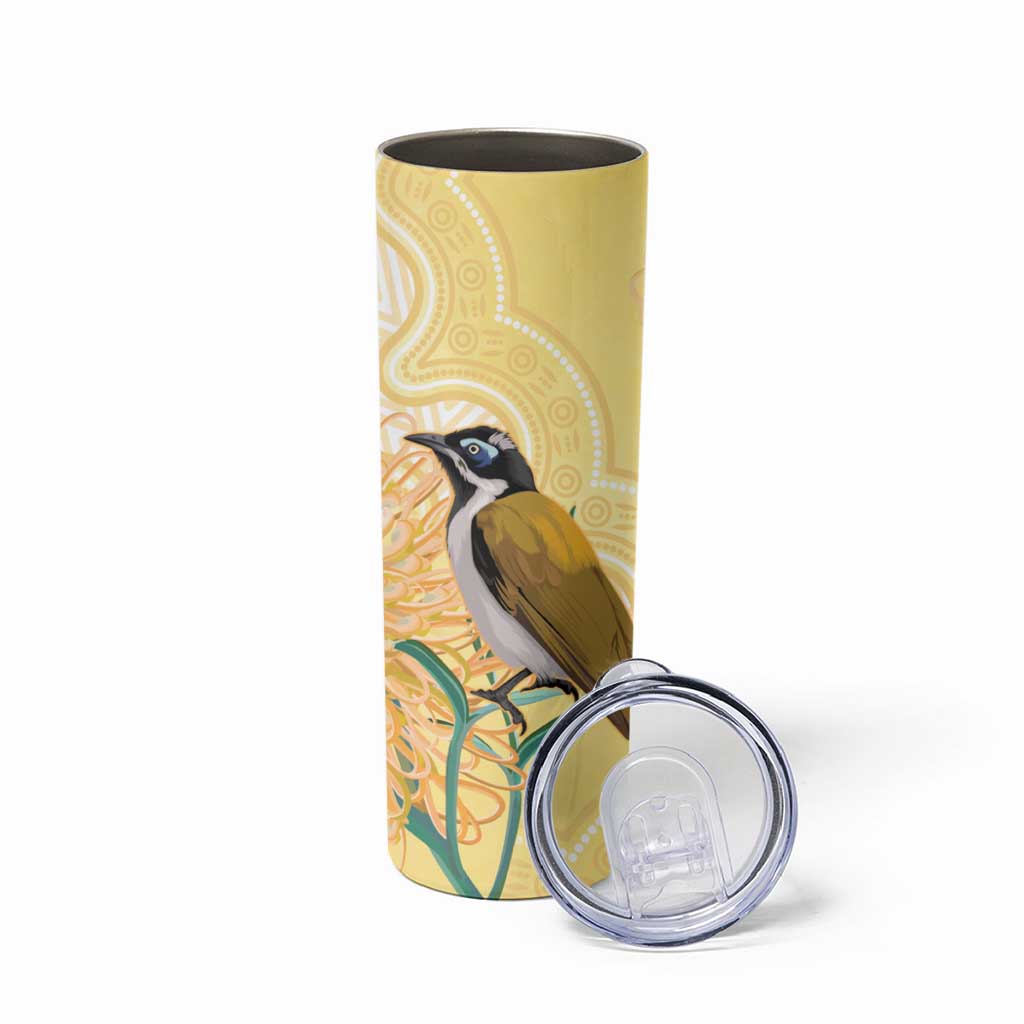 Australia Grevillea And Honeyeaters Skinny Tumbler Aboriginal Art - Watercolor Style