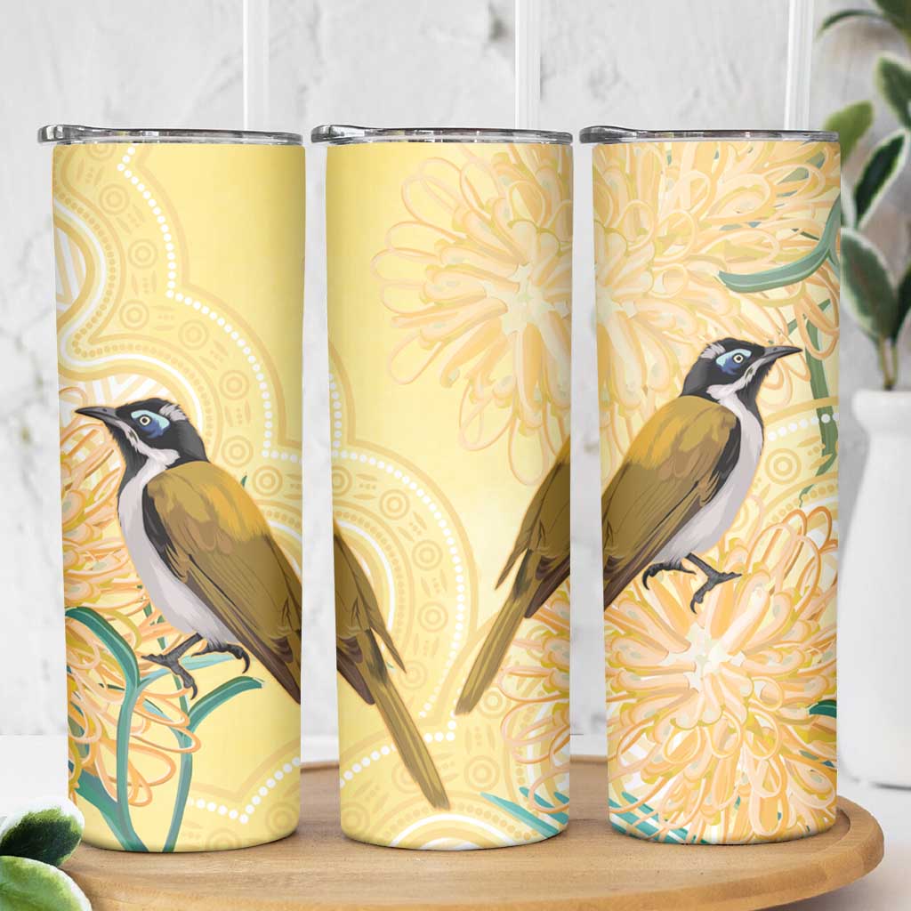 Australia Grevillea And Honeyeaters Skinny Tumbler Aboriginal Art - Watercolor Style