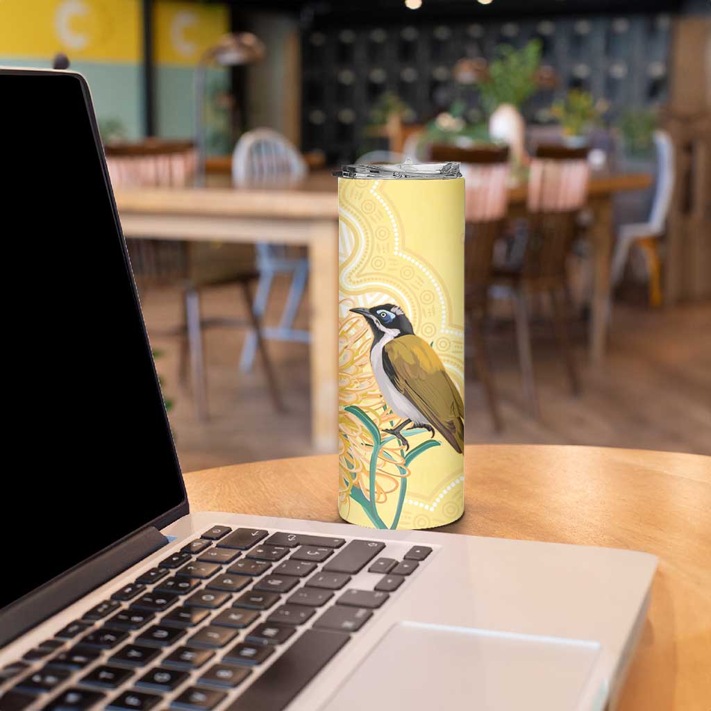 Australia Grevillea And Honeyeaters Skinny Tumbler Aboriginal Art - Watercolor Style