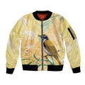 Australia Grevillea And Honeyeaters Sleeve Zip Bomber Jacket Aboriginal Art - Watercolor Style