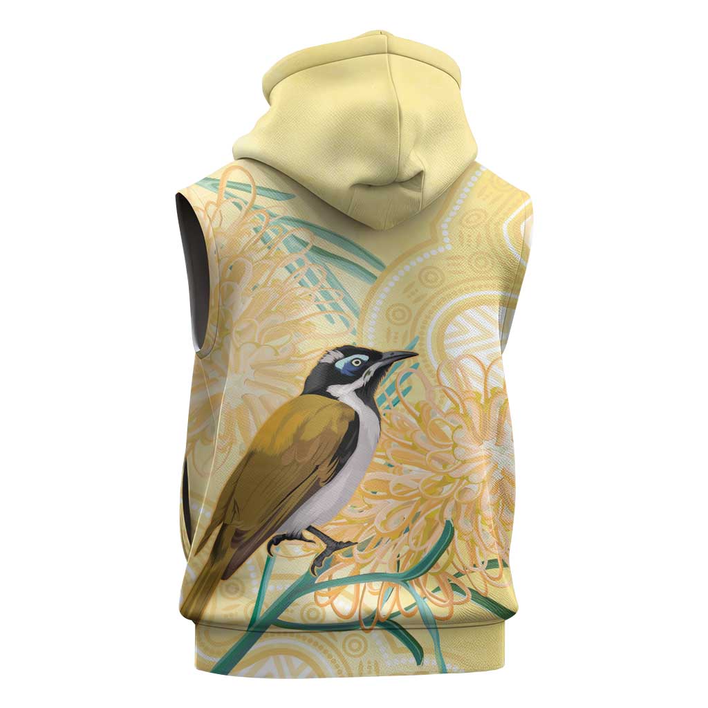 Australia Grevillea And Honeyeaters Sleeveless Hoodie Aboriginal Art - Watercolor Style - Aussie Hoodie