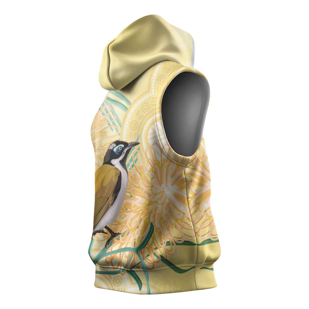 Australia Grevillea And Honeyeaters Sleeveless Hoodie Aboriginal Art - Watercolor Style - Aussie Hoodie