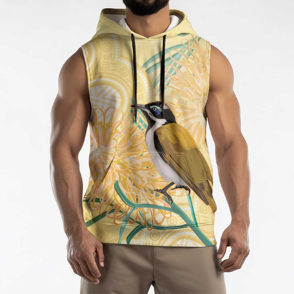 Australia Grevillea And Honeyeaters Sleeveless Hoodie Aboriginal Art - Watercolor Style - Aussie Hoodie