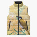 Australia Grevillea And Honeyeaters Sleeveless Puffer Jacket Aboriginal Art - Watercolor Style - Aussie Hoodie