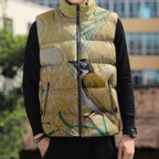 Australia Grevillea And Honeyeaters Sleeveless Puffer Jacket Aboriginal Art - Watercolor Style - Aussie Hoodie