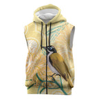 Australia Grevillea And Honeyeaters Sleeveless Zip Hoodie Aboriginal Art - Watercolor Style LT14