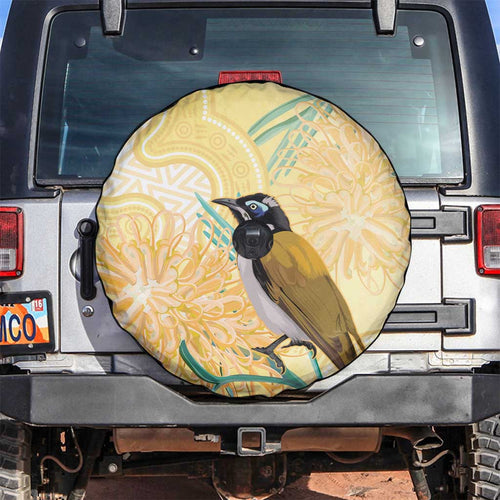 Australia Grevillea And Honeyeaters Spare Tire Cover Aboriginal Art - Watercolor Style