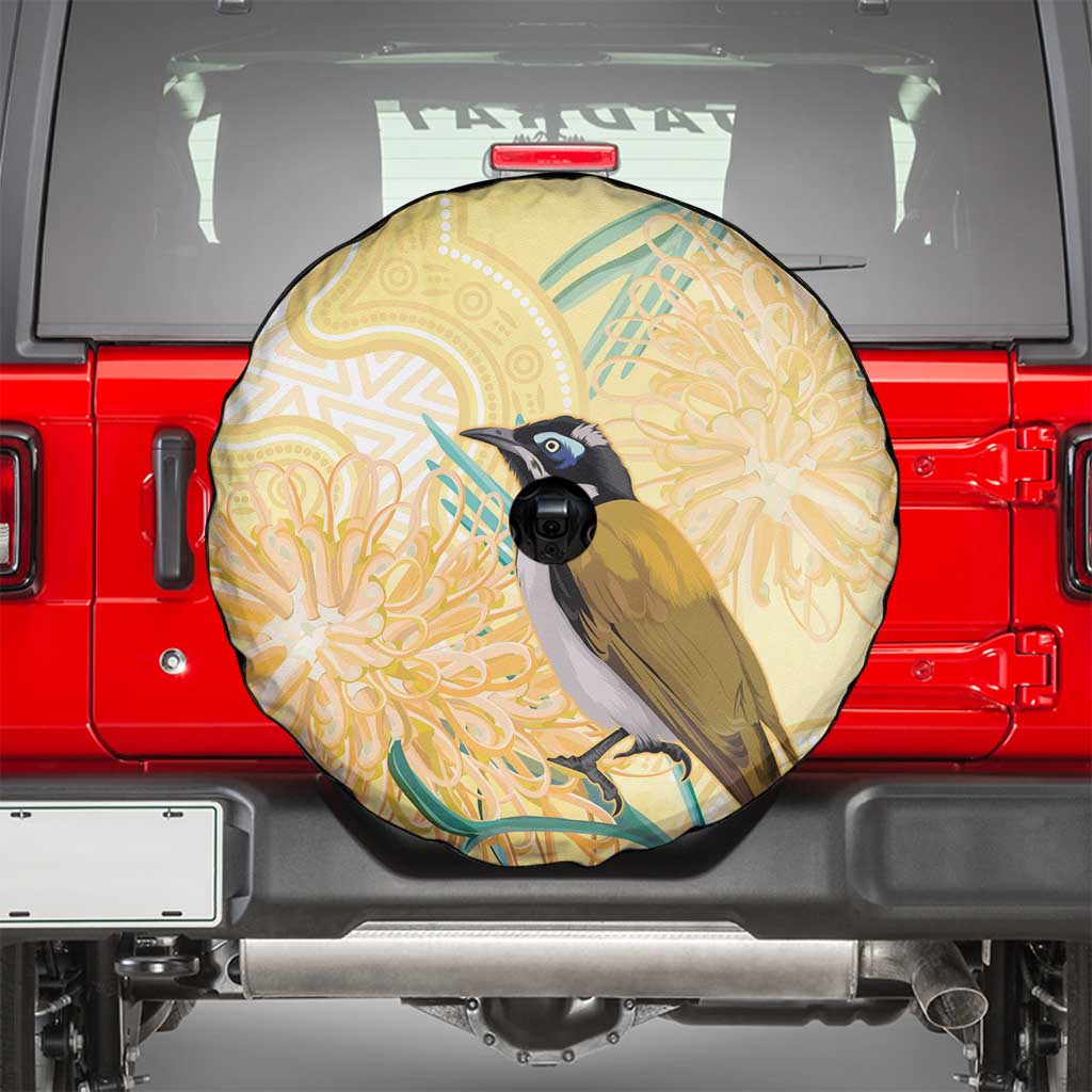 Australia Grevillea And Honeyeaters Spare Tire Cover Aboriginal Art - Watercolor Style