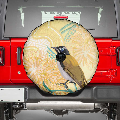 Australia Grevillea And Honeyeaters Spare Tire Cover Aboriginal Art - Watercolor Style