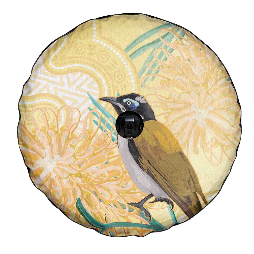 Australia Grevillea And Honeyeaters Spare Tire Cover Aboriginal Art - Watercolor Style