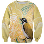 Australia Grevillea And Honeyeaters Sweatshirt Aboriginal Art - Watercolor Style